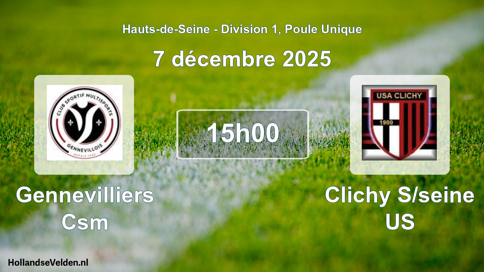 Match programmé: Gennevilliers Csm - Clichy S/seine US (7 décembre 2025)