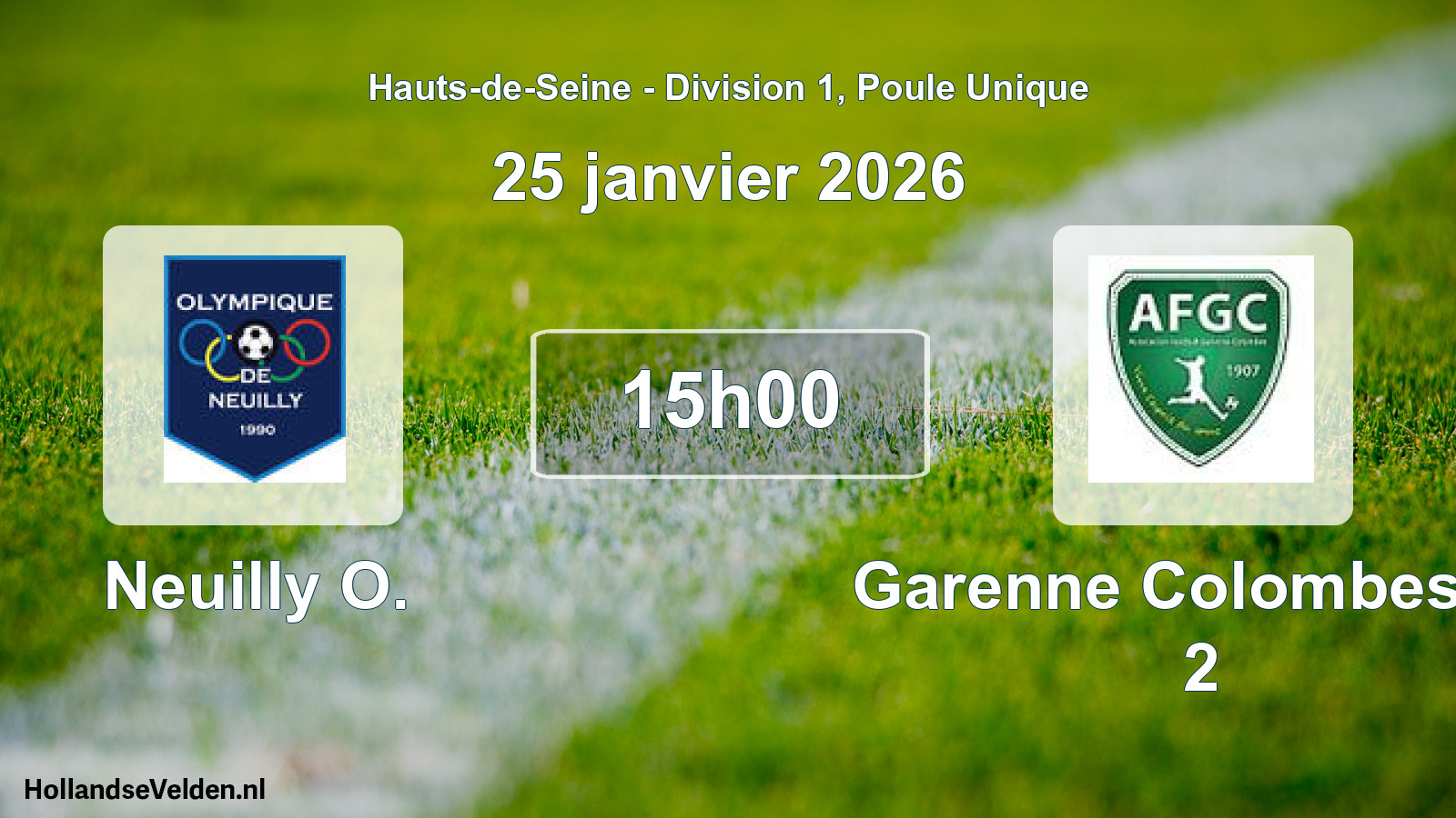Match programmé: Neuilly O. - Garenne Colombes Af 2 (25 janvier 2026)