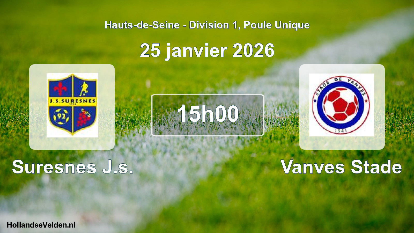 Match programmé: Suresnes J.s. - Vanves Stade (25 janvier 2026)