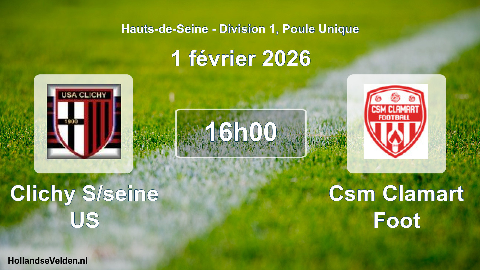 Scheduled Match: Clichy S/seine US - Csm Clamart Foot (1 February 2026)