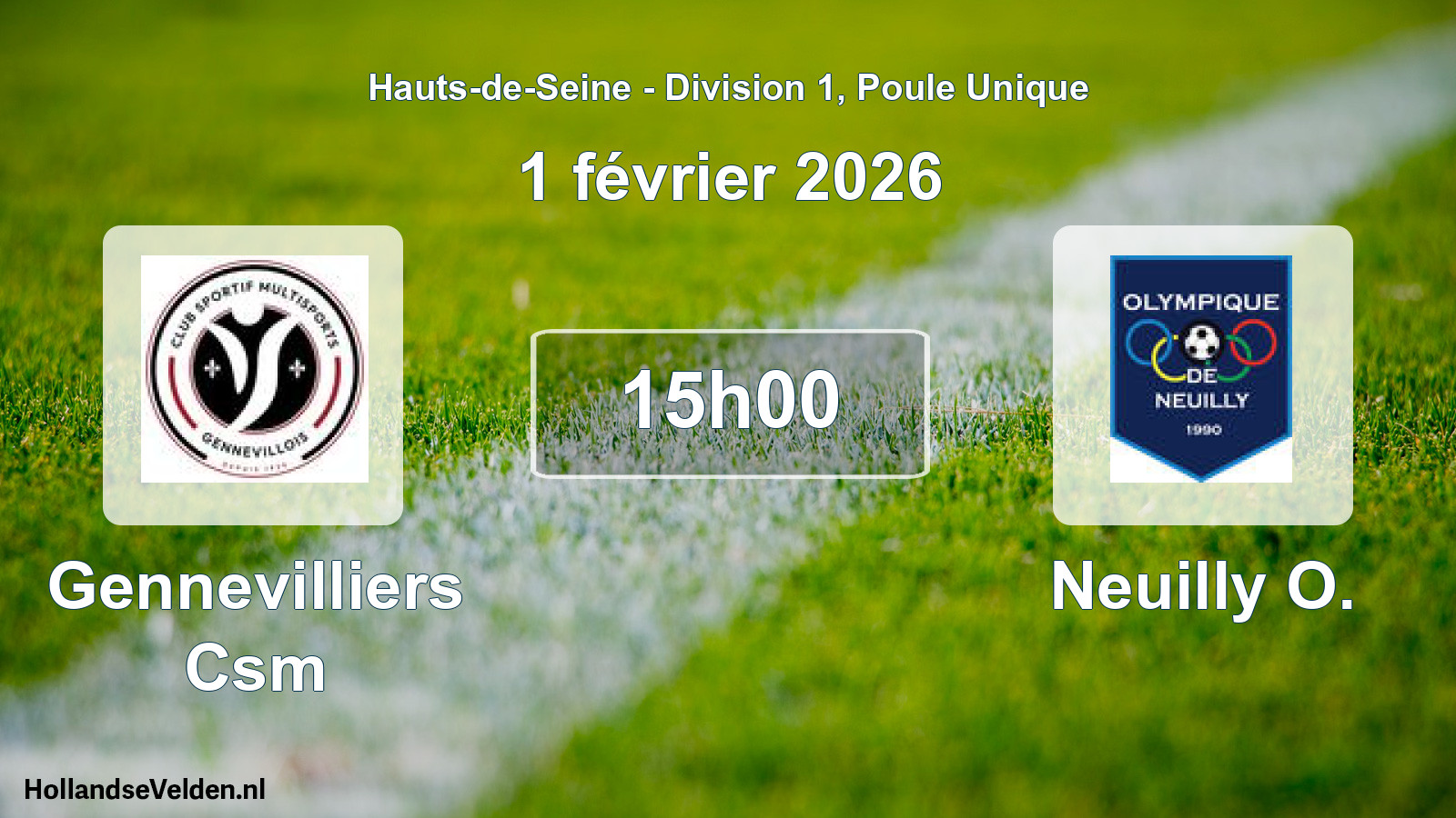 Match programmé: Gennevilliers Csm - Neuilly O. (1 février 2026)