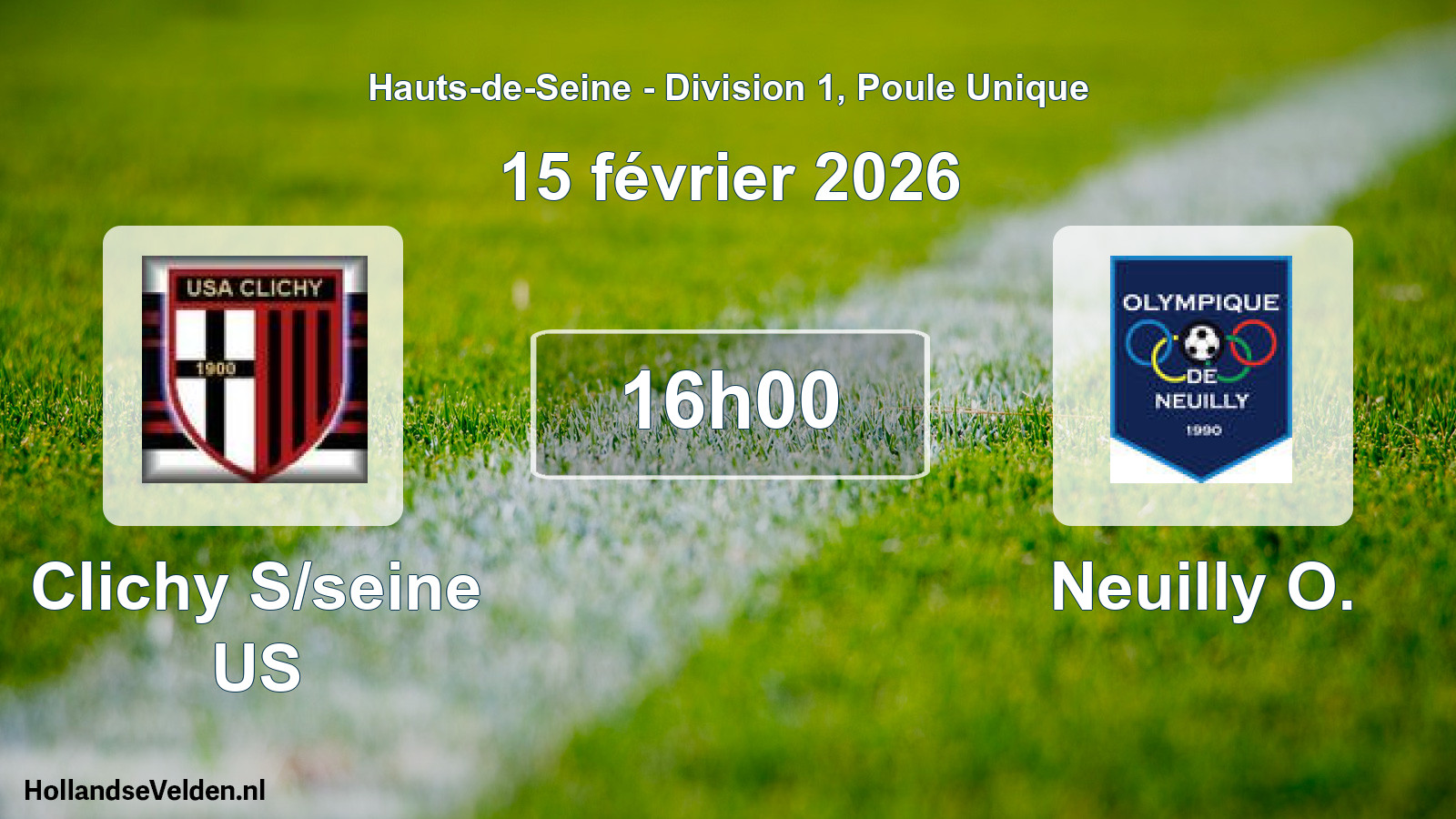 Geplande wedstrijd: Clichy S/seine US - Neuilly O. (15 februari 2026)