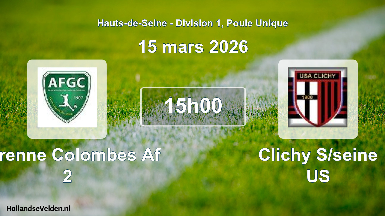 Scheduled Match: Garenne Colombes Af 2 - Clichy S/seine US (15 March 2026)