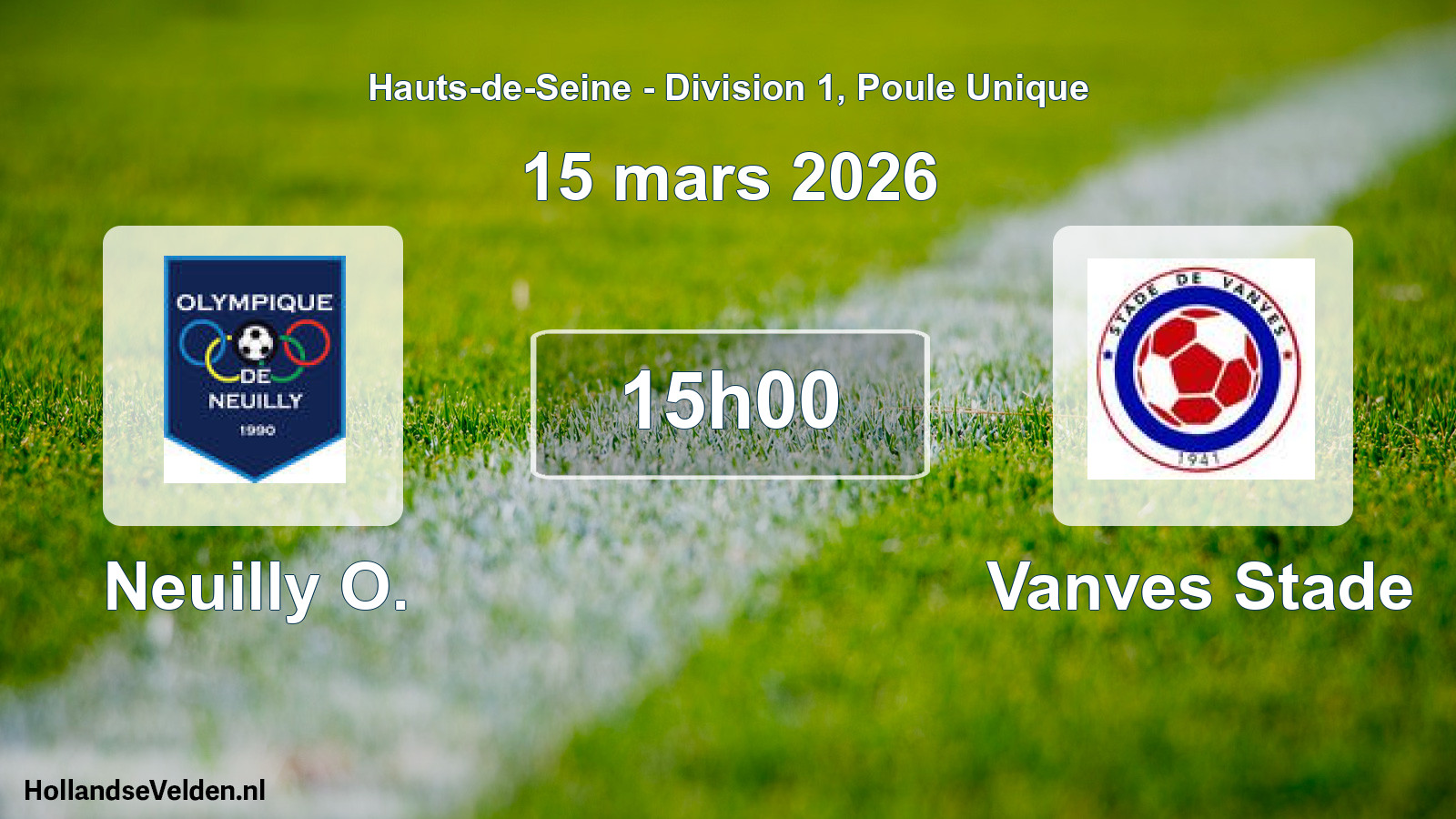 Match programmé: Neuilly O. - Vanves Stade (15 mars 2026)