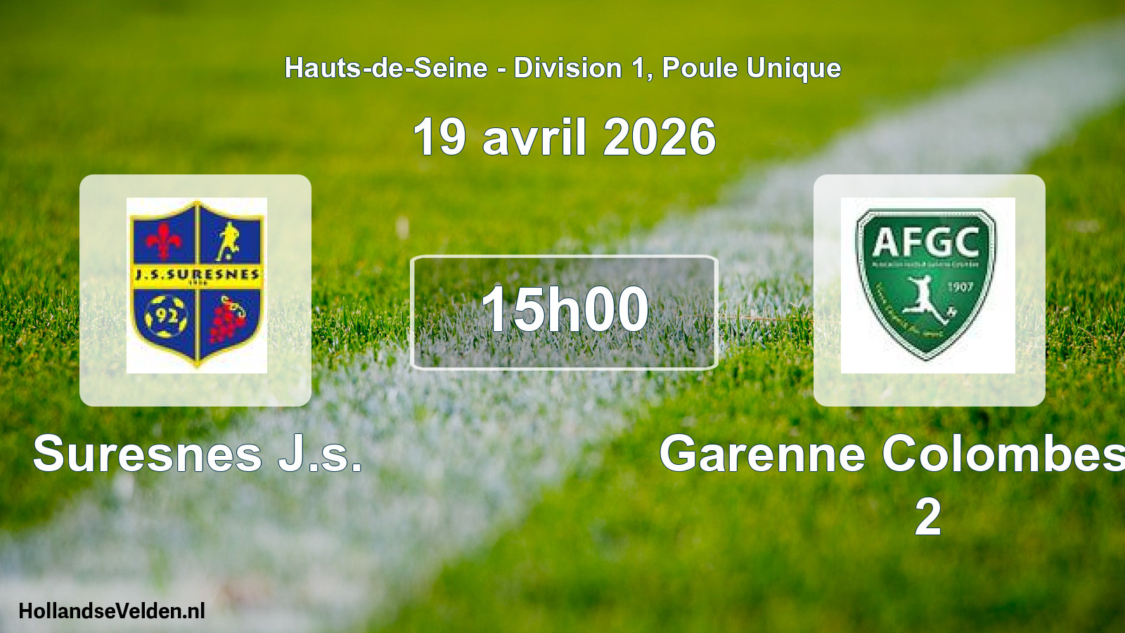 Match programmé: Suresnes J.s. - Garenne Colombes Af 2 (19 avril 2026)