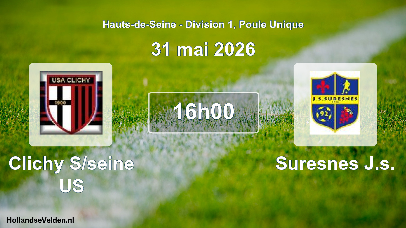 Match programmé: Clichy S/seine US - Suresnes J.s. (31 mai 2026)