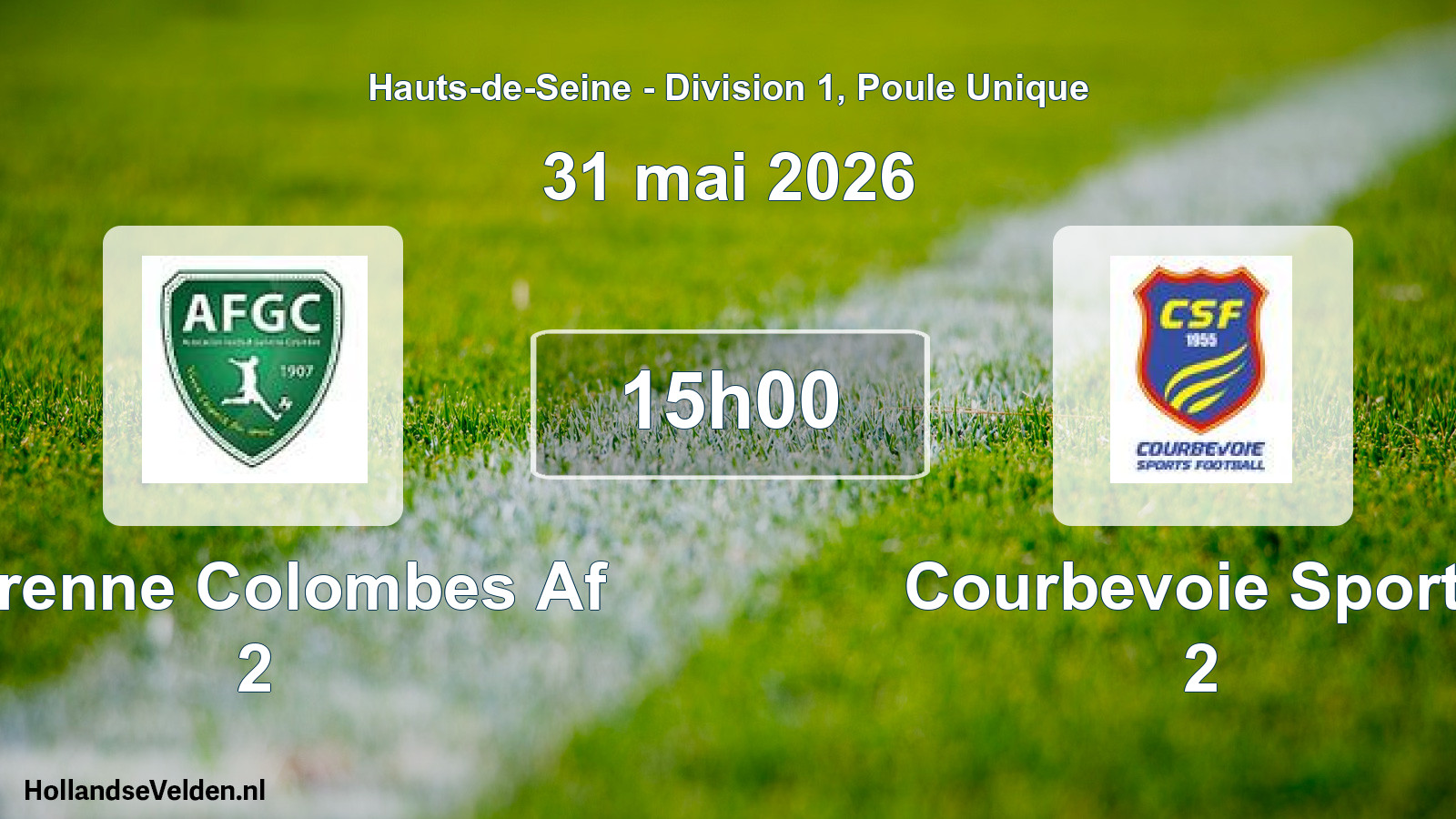 Geplande wedstrijd: Garenne Colombes Af 2 - Courbevoie Sports 2 (31 mei 2026)