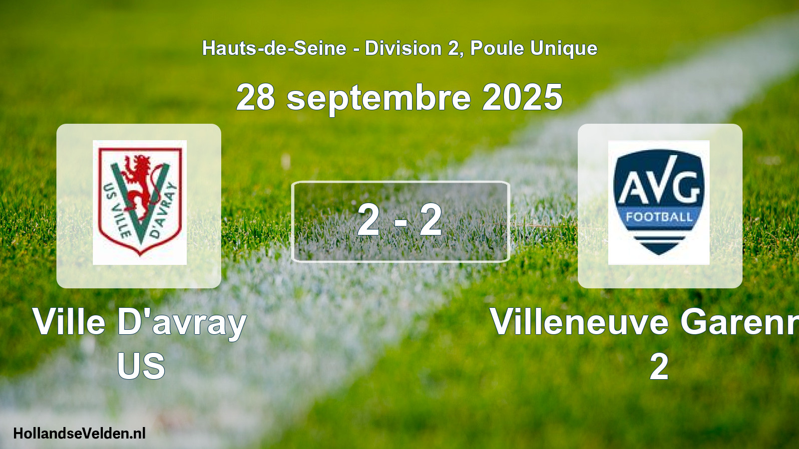 Match joué: Ville D'avray US - Villeneuve Garenne 2 2 - 2 (28 septembre 2025)