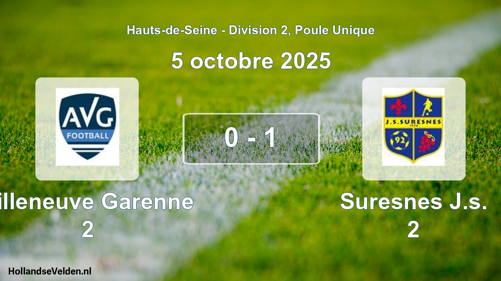 Match joué: Villeneuve Garenne 2 - Suresnes J.s. 2 0 - 1 (5 octobre 2025)