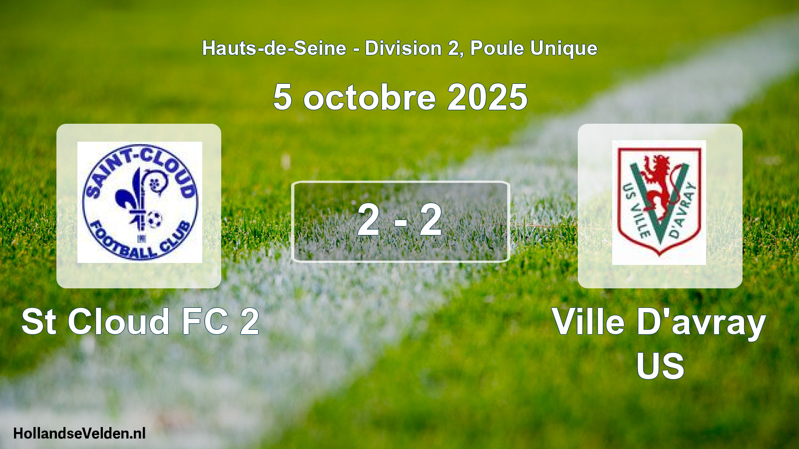 Match joué: St Cloud FC 2 - Ville D'avray US 2 - 2 (5 octobre 2025)