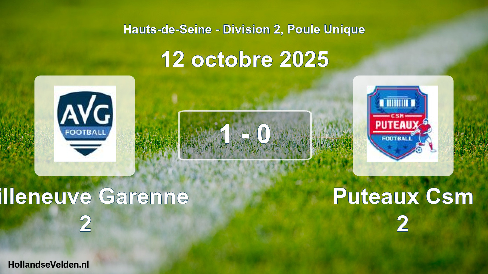 Gespeelde wedstrijd: Villeneuve Garenne 2 - Puteaux Csm 2 1 - 0 (12 oktober 2025)