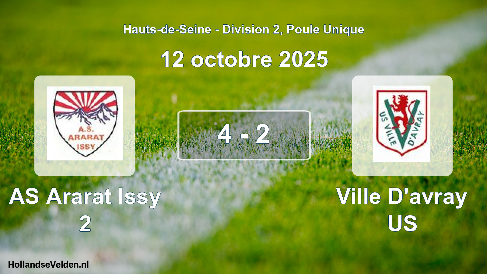 Gespeelde wedstrijd: AS Ararat Issy 2 - Ville D'avray US 4 - 2 (12 oktober 2025)