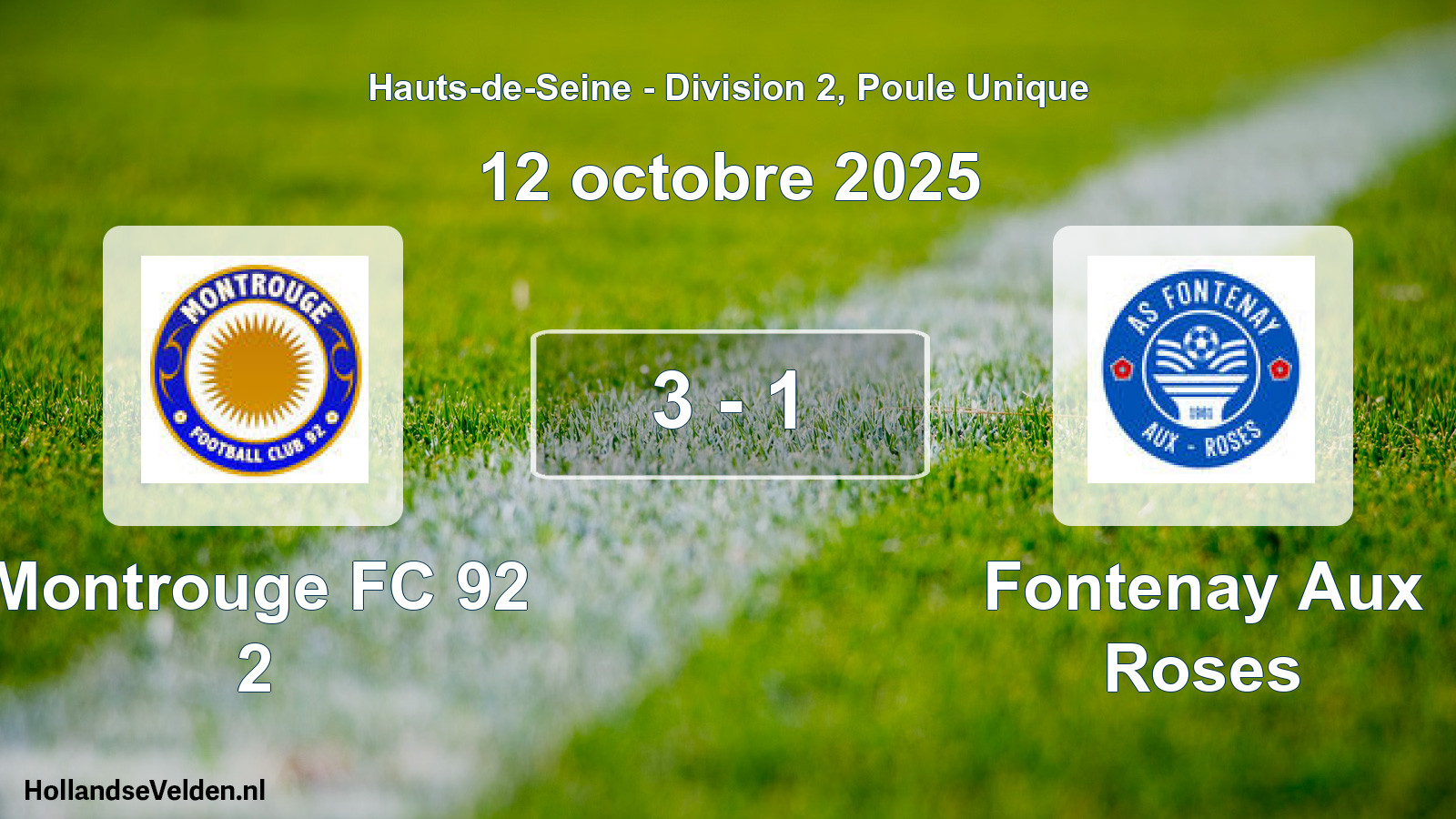 Gespeelde wedstrijd: Montrouge FC 92 2 - Fontenay Aux Roses 3 - 1 (12 oktober 2025)
