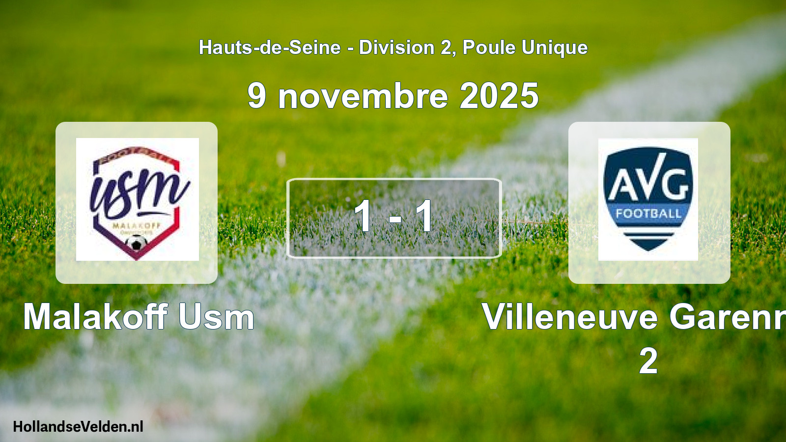 Match joué: Malakoff Usm - Villeneuve Garenne 2 1 - 1 (9 novembre 2025)