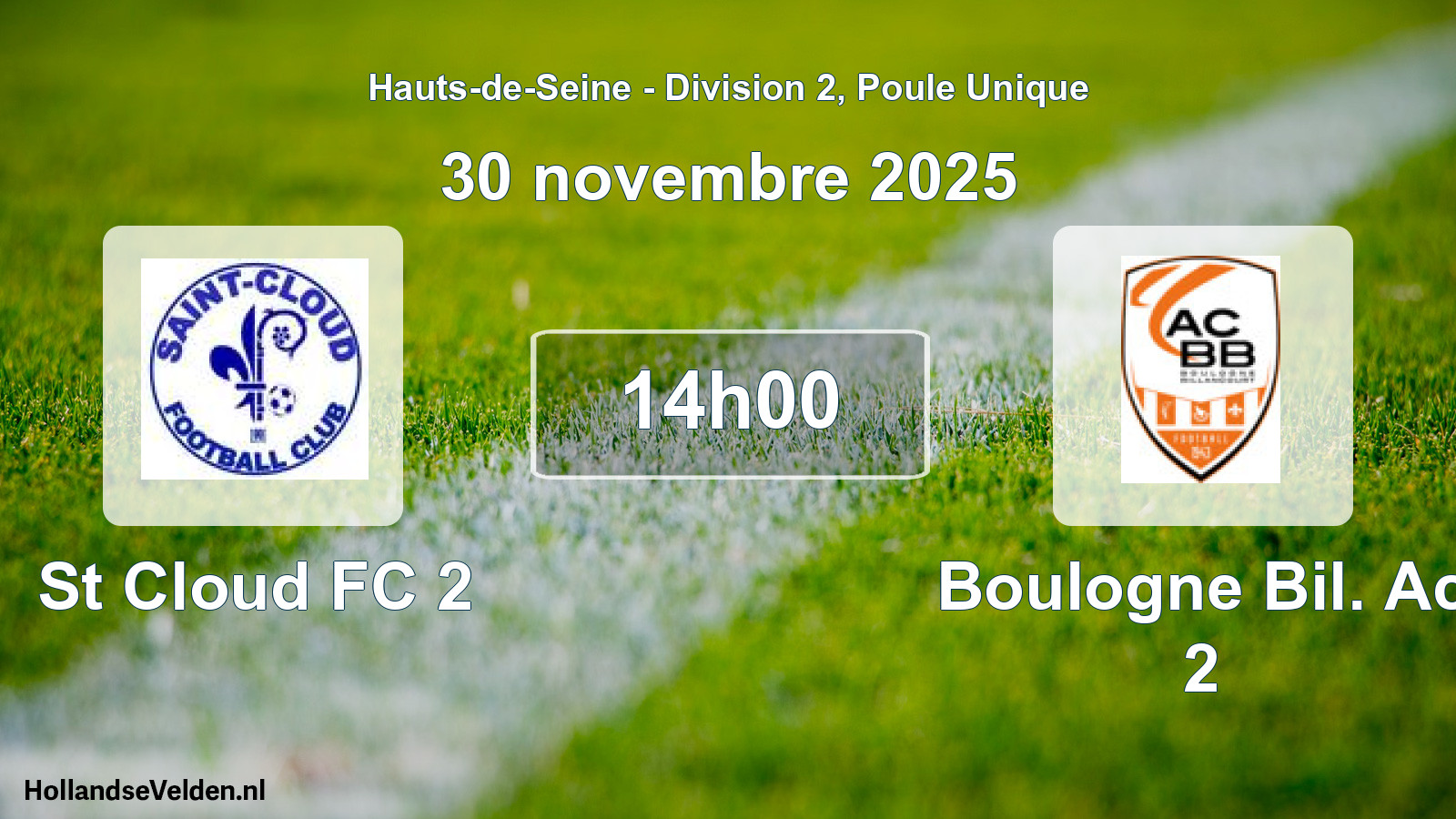 Geplande wedstrijd: St Cloud FC 2 - Boulogne Bil. Ac 2 (30 november 2025)