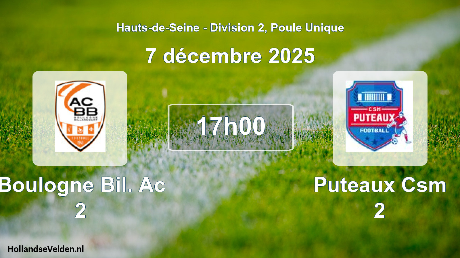 Match programmé: Boulogne Bil. Ac 2 - Puteaux Csm 2 (7 décembre 2025)