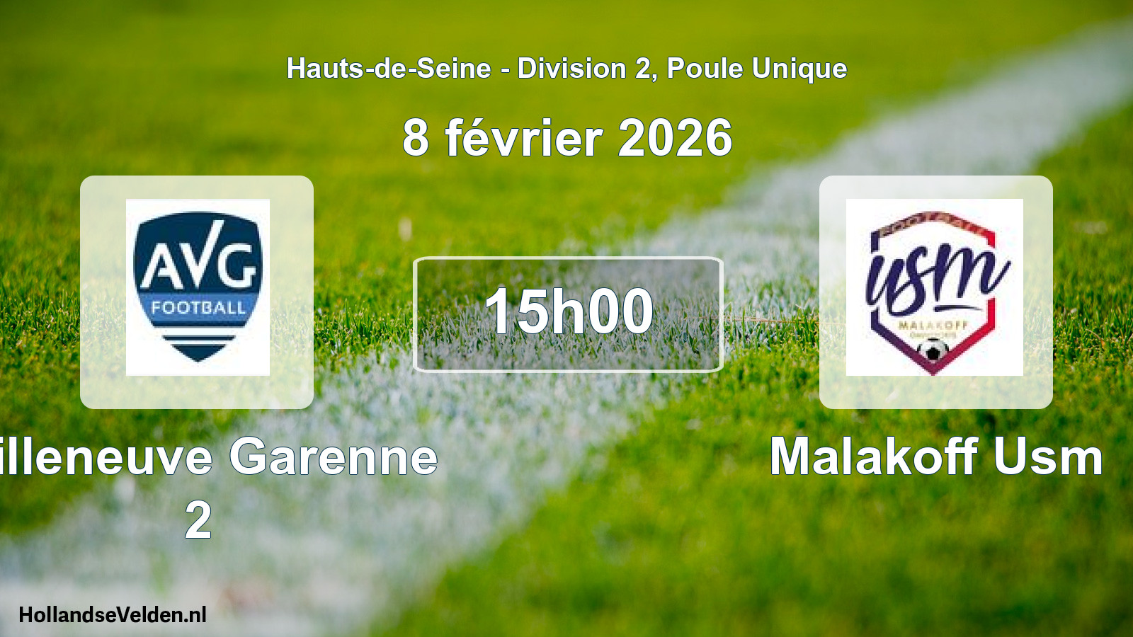 Match programmé: Villeneuve Garenne 2 - Malakoff Usm (8 février 2026)