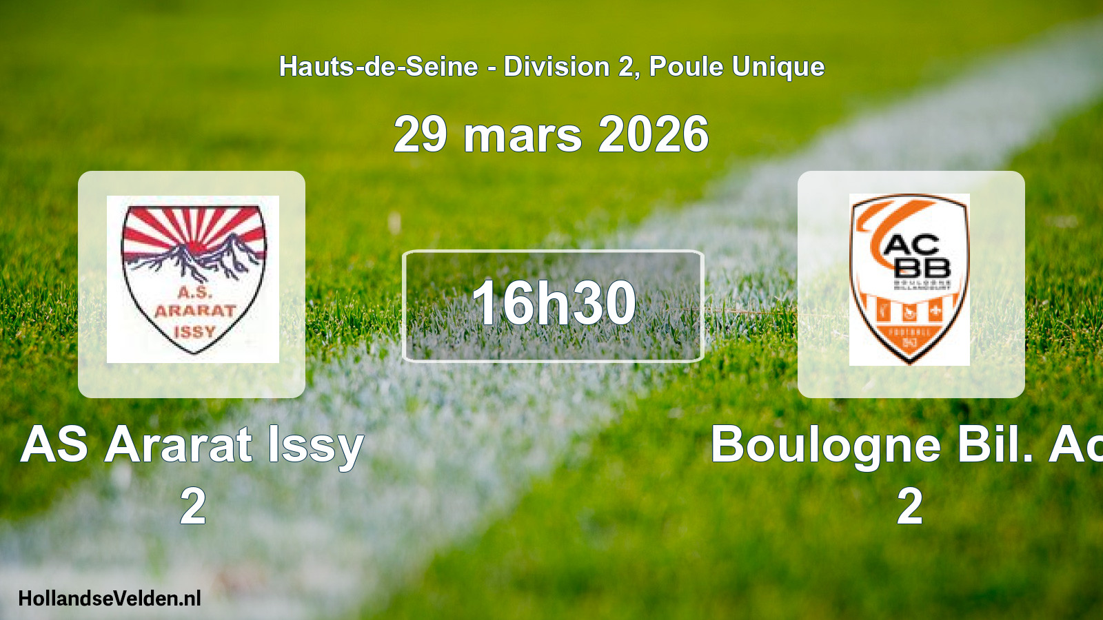 Geplande wedstrijd: AS Ararat Issy 2 - Boulogne Bil. Ac 2 (29 maart 2026)