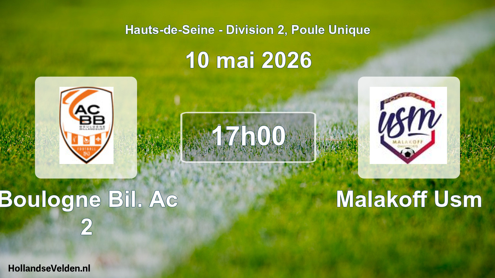 Match programmé: Boulogne Bil. Ac 2 - Malakoff Usm (10 mai 2026)