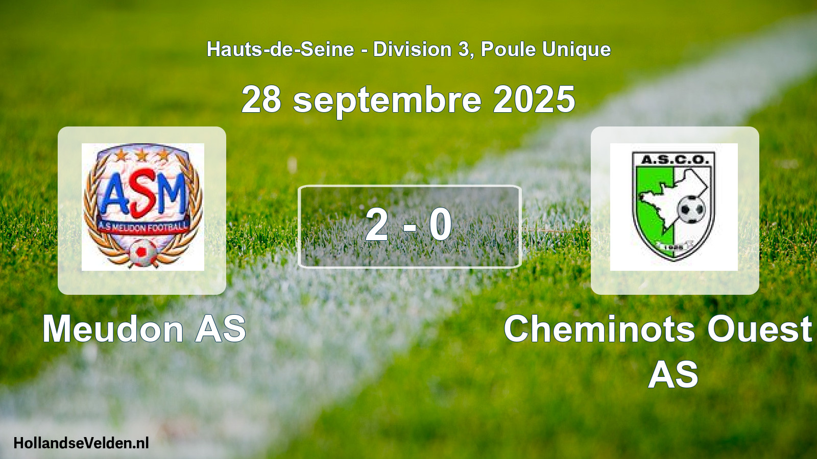 Match joué: Meudon AS - Cheminots Ouest L AS 2 - 0 (28 septembre 2025)