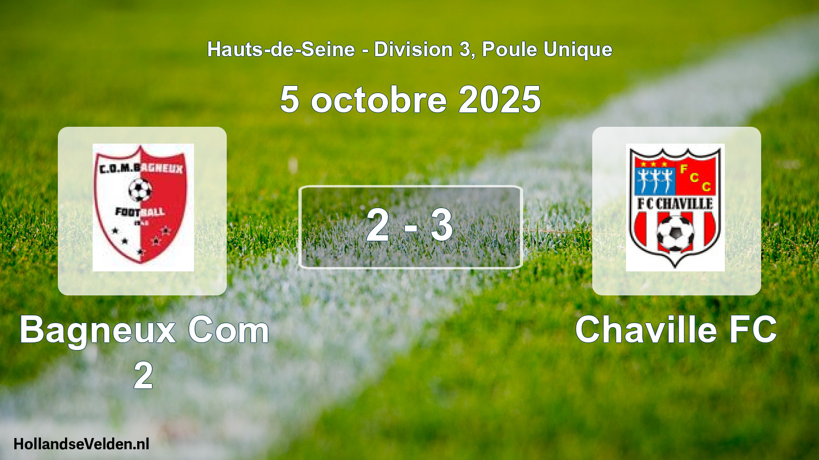 Total number of matches played: Bagneux Com 2 - Chaville FC 2 - 3 (5 October 2025)