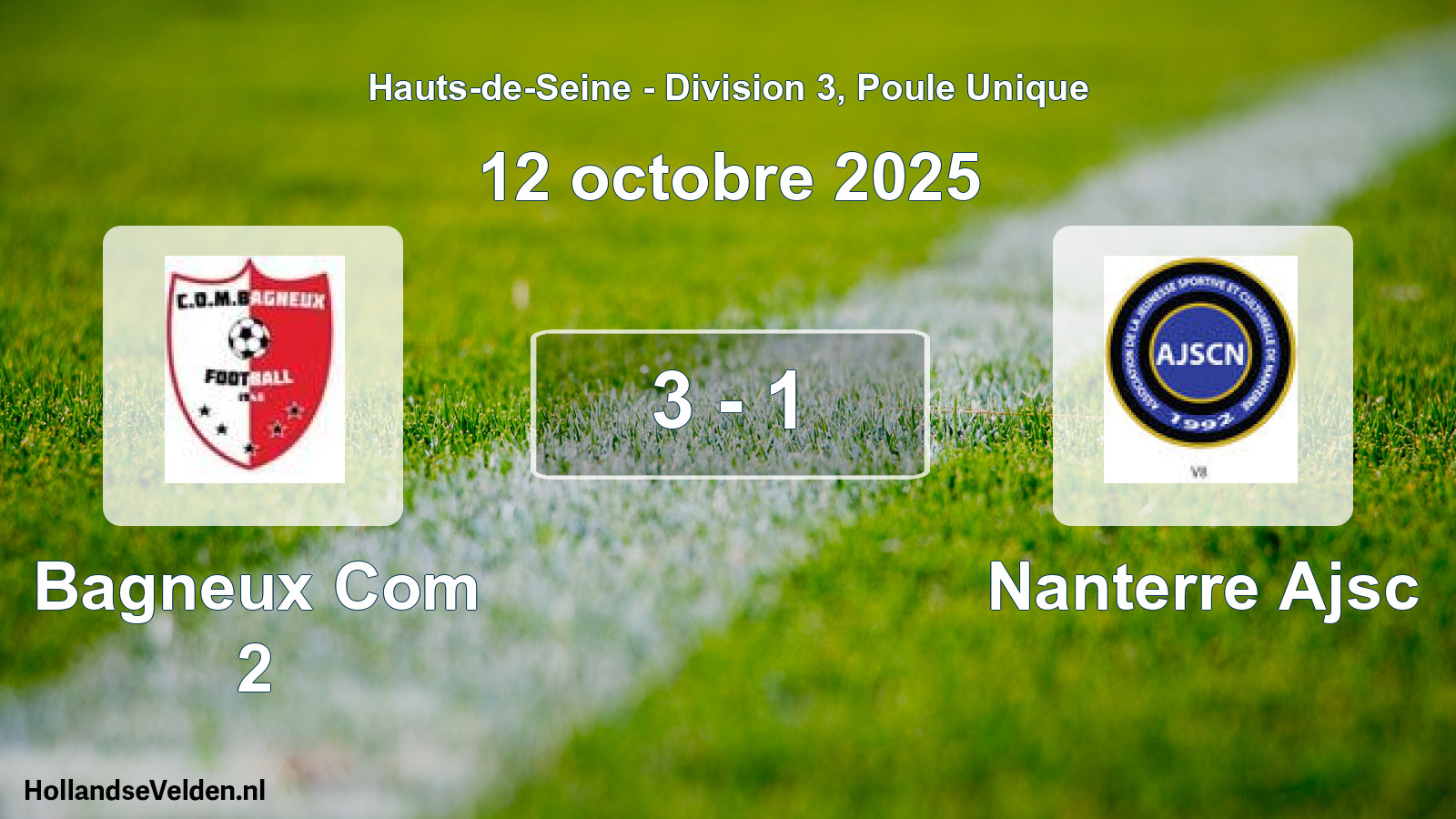 Match joué: Bagneux Com 2 - Nanterre Ajsc 3 - 1 (12 octobre 2025)