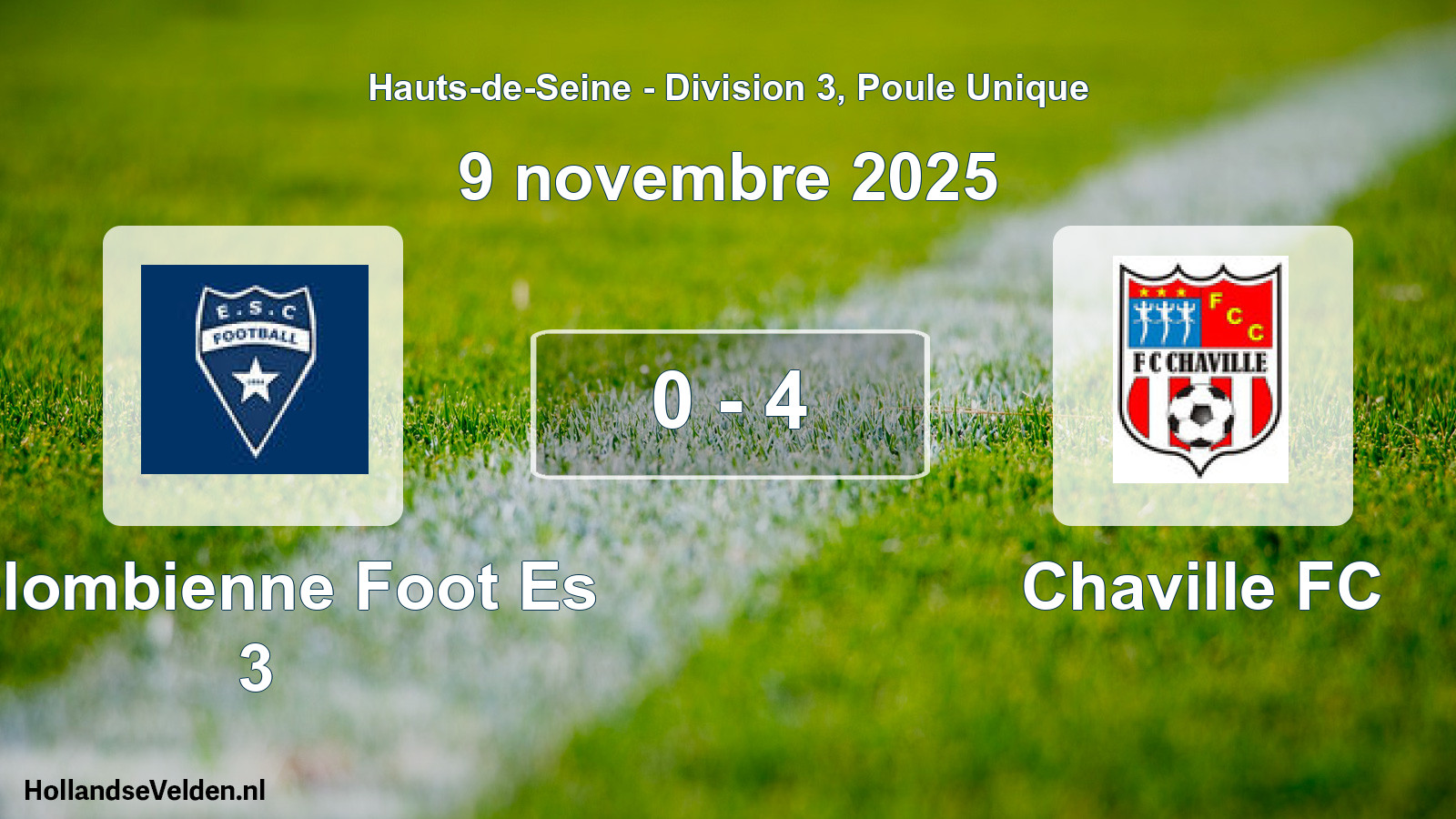 Match joué: Colombienne Foot Es 3 - Chaville FC 0 - 4 (9 novembre 2025)