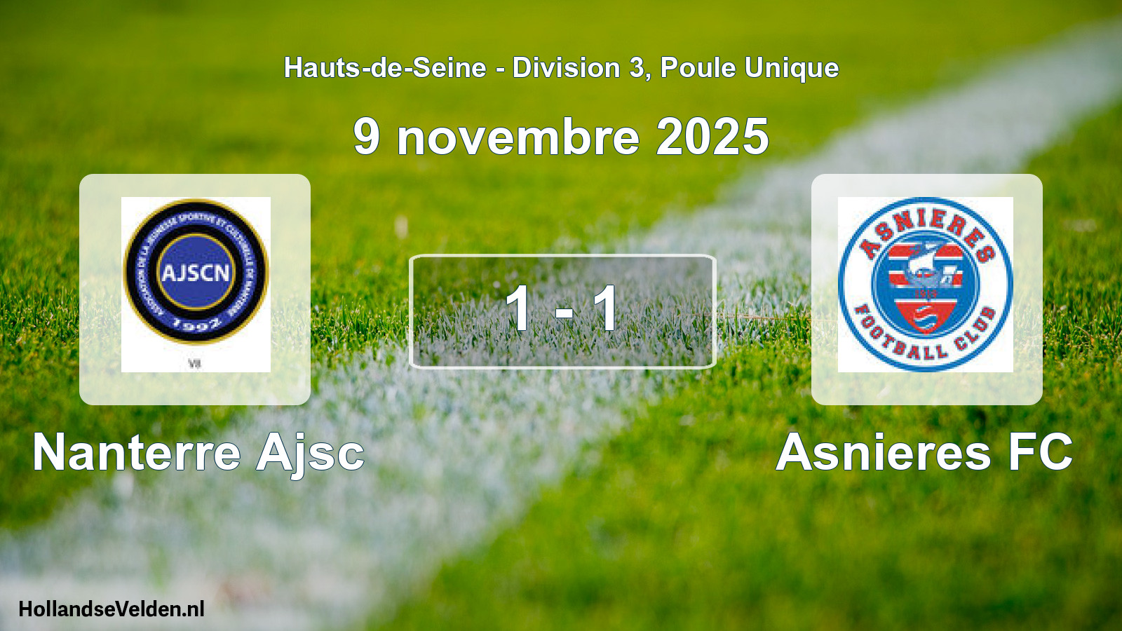 Match joué: Nanterre Ajsc - Asnieres FC 1 - 1 (9 novembre 2025)