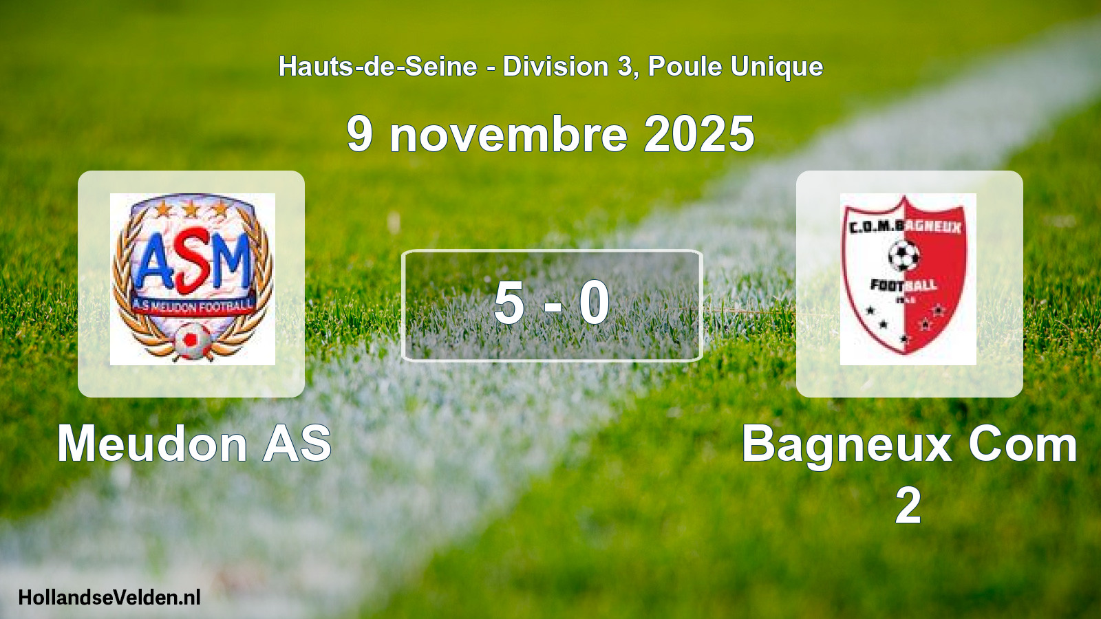 Gespeelde wedstrijd: Meudon AS - Bagneux Com 2 5 - 0 (9 november 2025)