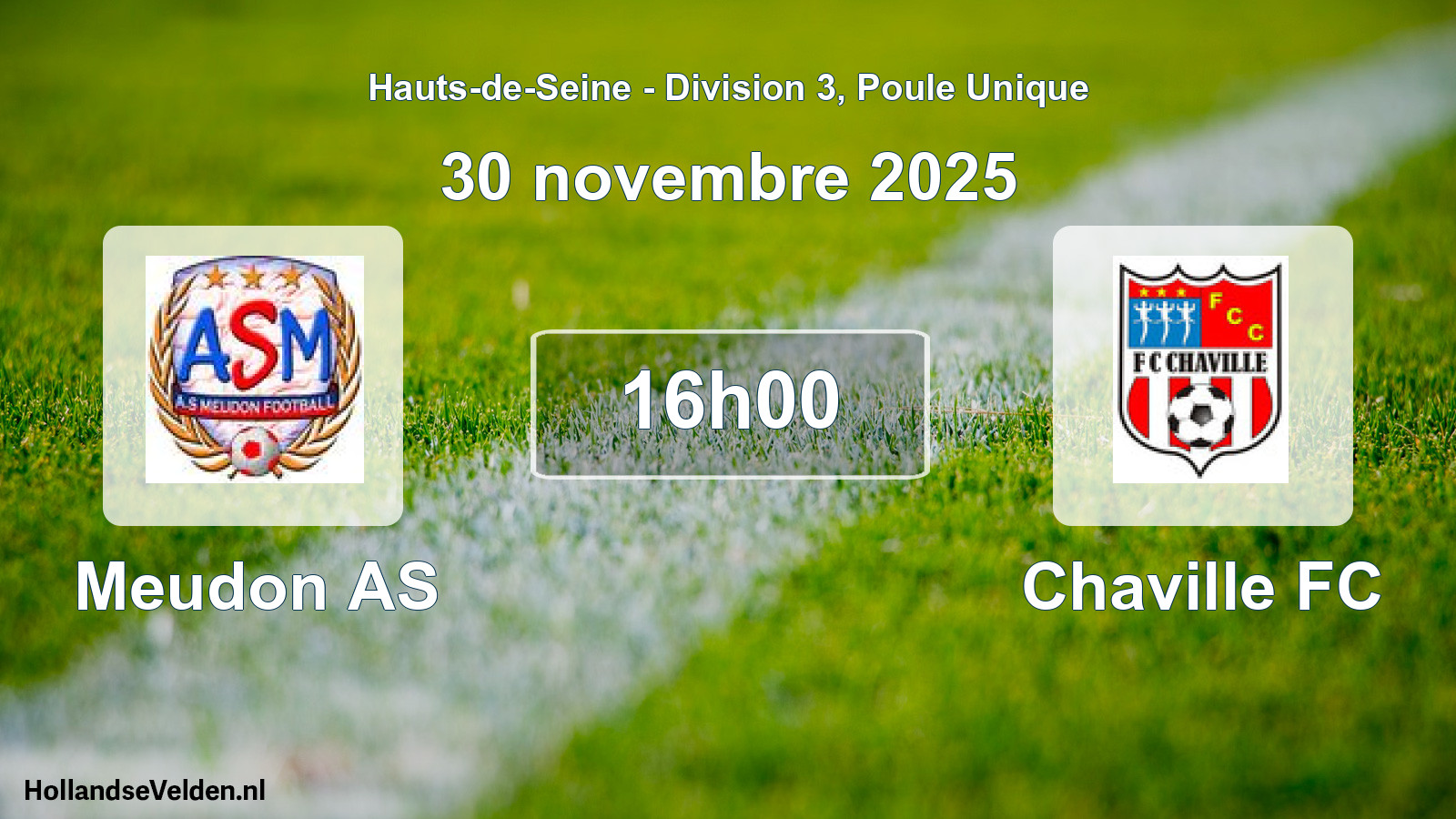 Match programmé: Meudon AS - Chaville FC (30 novembre 2025)
