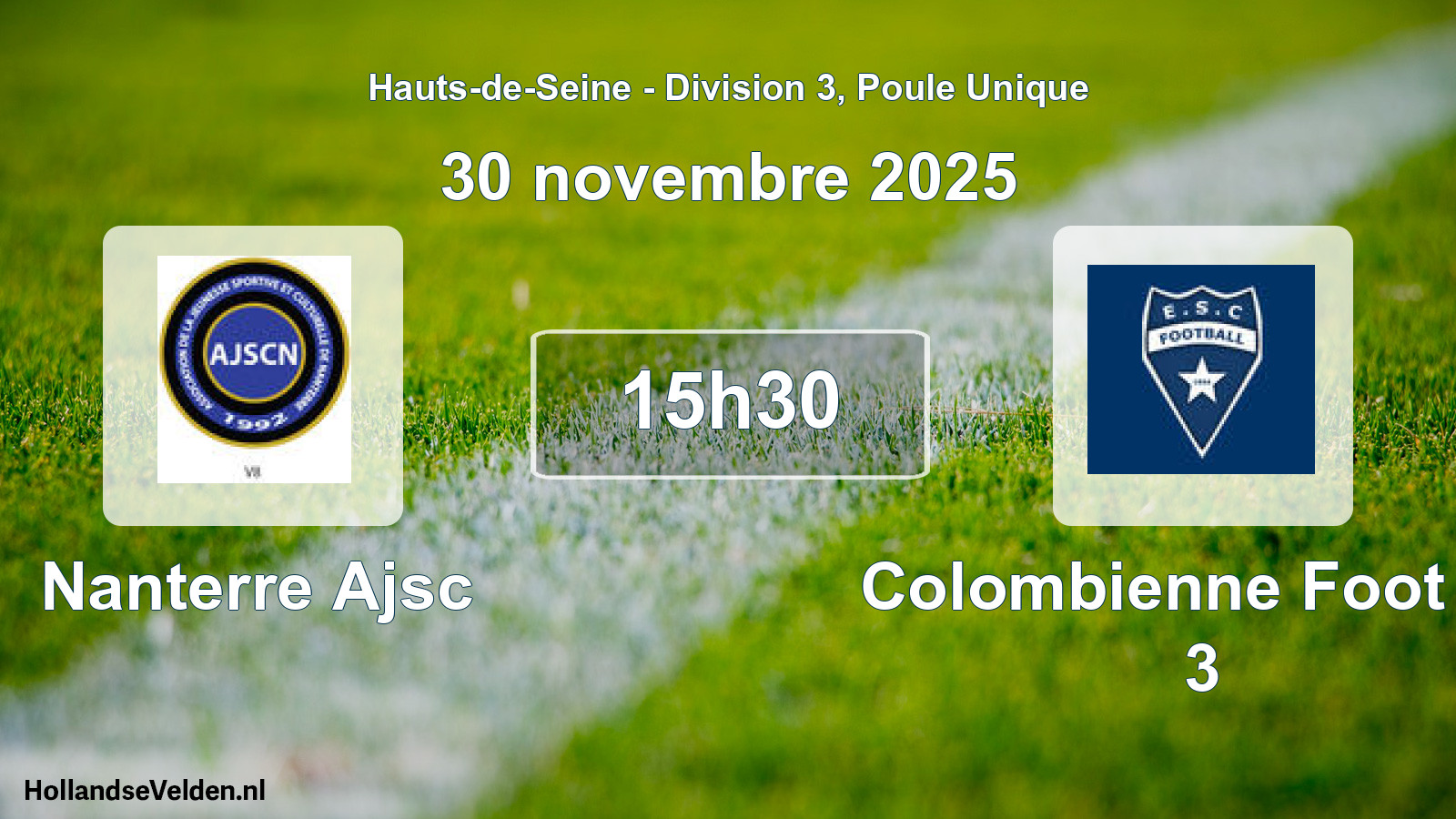 Match programmé: Nanterre Ajsc - Colombienne Foot Es 3 (30 novembre 2025)