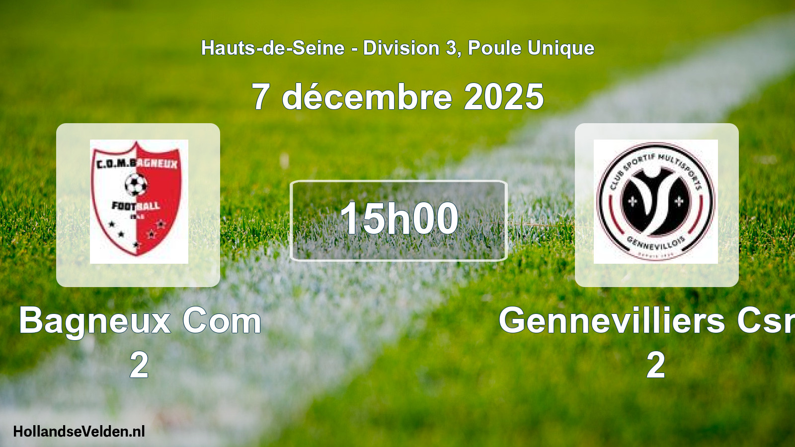 Match programmé: Bagneux Com 2 - Gennevilliers Csm 2 (7 décembre 2025)