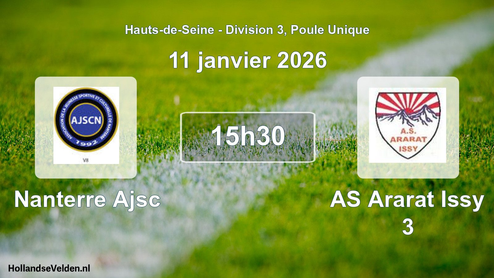 Match programmé: Nanterre Ajsc - AS Ararat Issy 3 (11 janvier 2026)