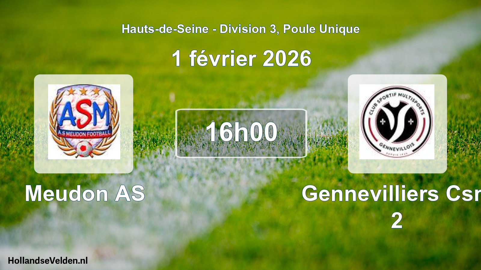 Match programmé: Meudon AS - Gennevilliers Csm 2 (1 février 2026)