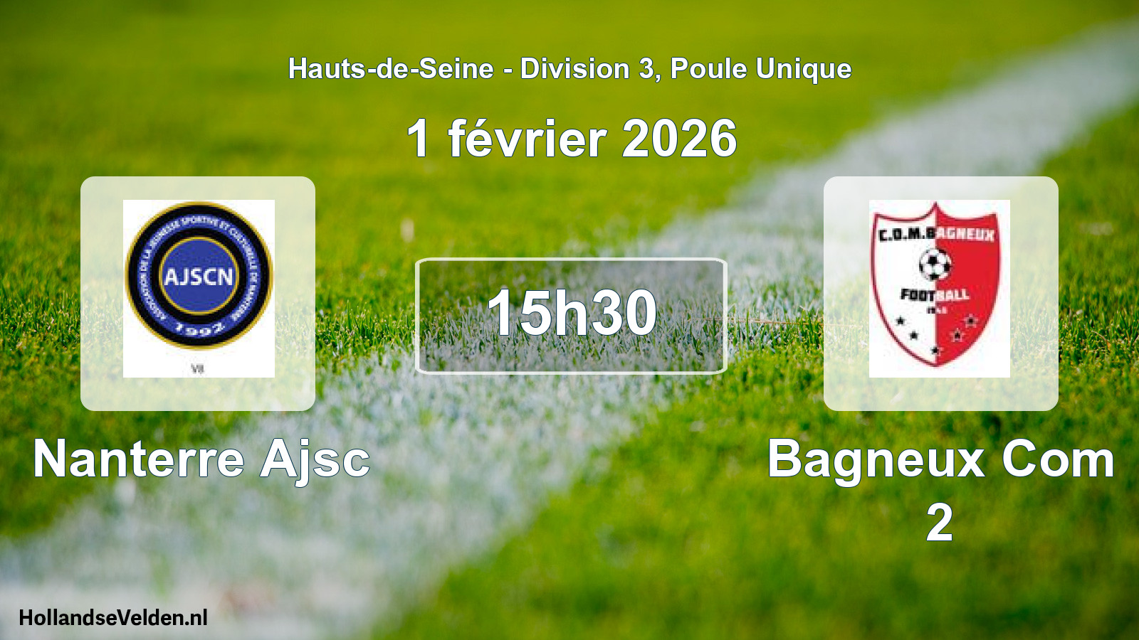 Geplande wedstrijd: Nanterre Ajsc - Bagneux Com 2 (1 februari 2026)
