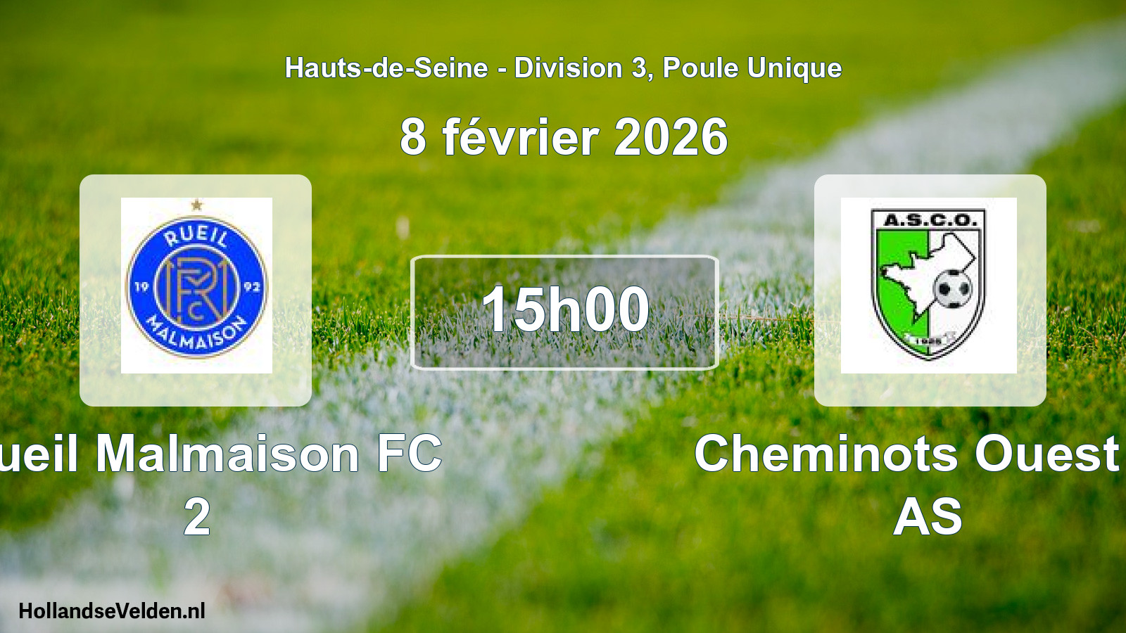 Scheduled Match: Rueil Malmaison FC 2 - Cheminots Ouest L AS (8 February 2026)