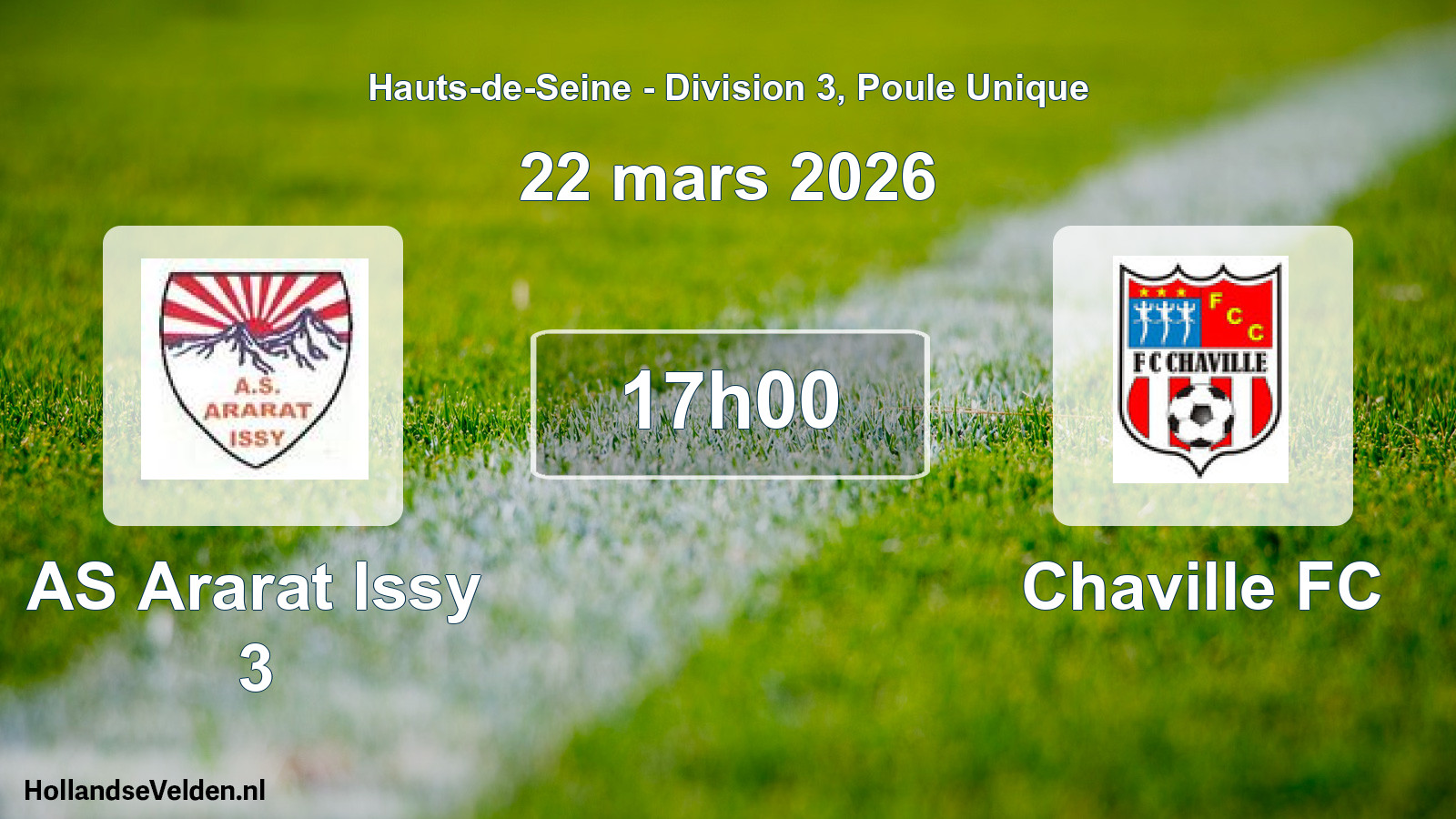 Match programmé: AS Ararat Issy 3 - Chaville FC (22 mars 2026)