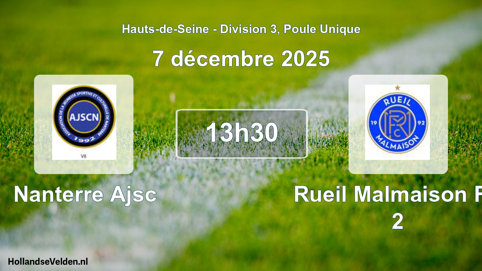 Match programmé: Nanterre Ajsc - Rueil Malmaison FC 2 (22 mars 2026)