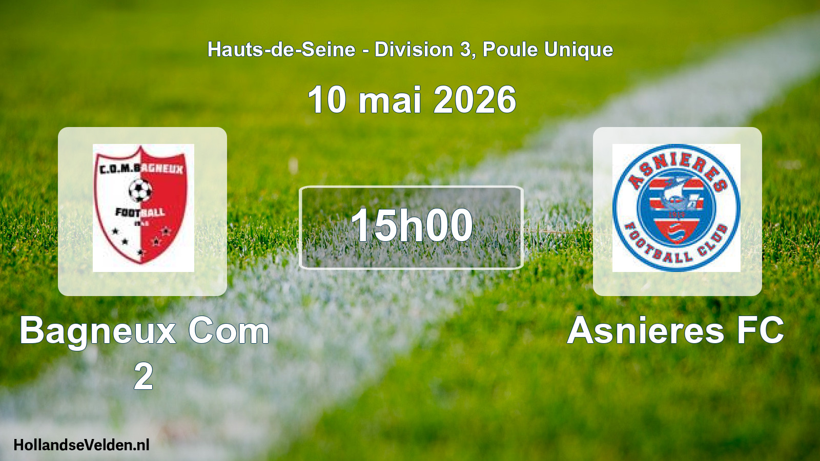 Match programmé: Bagneux Com 2 - Asnieres FC (10 mai 2026)