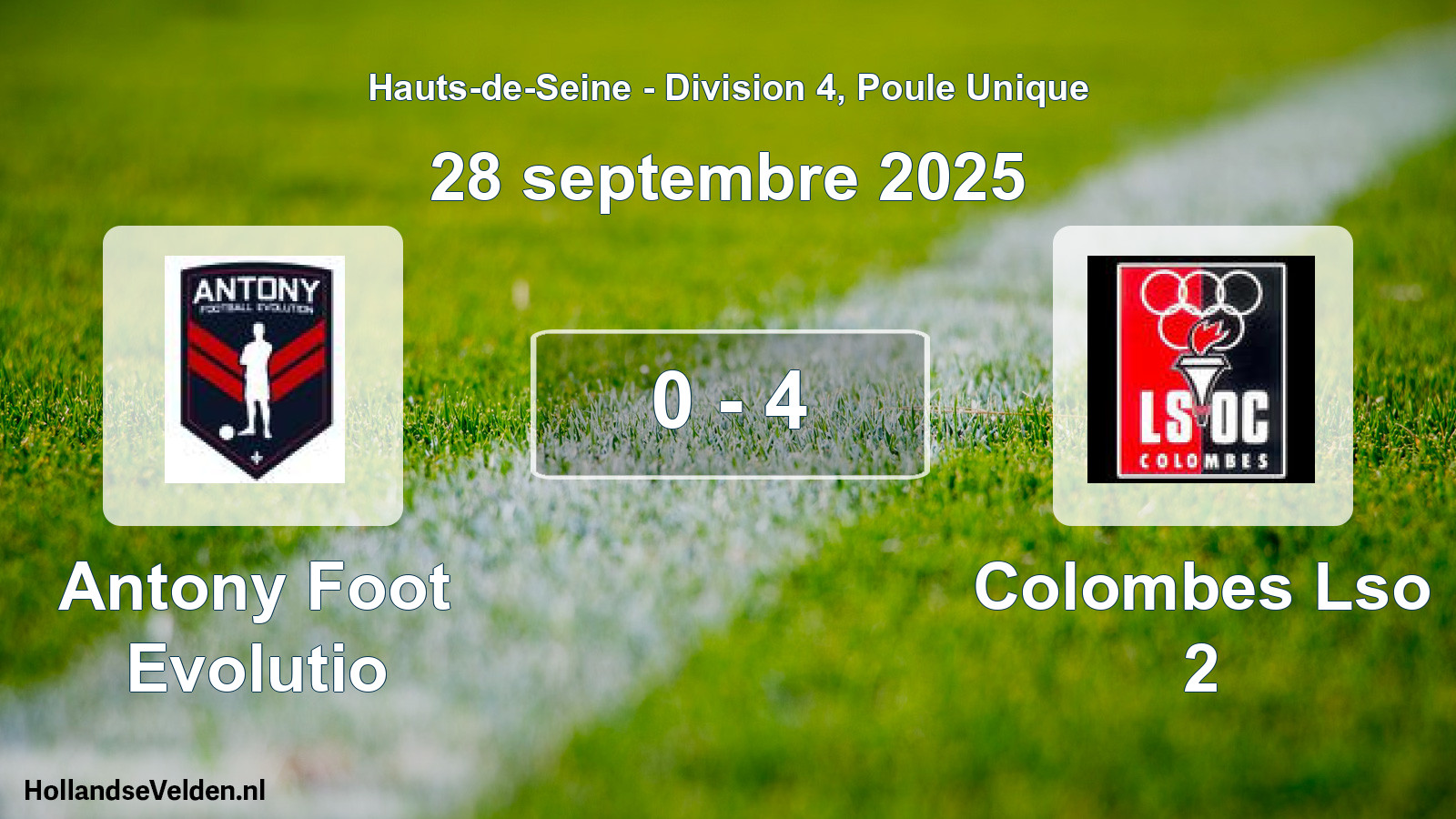 Match joué: Antony Foot Evolutio - Colombes Lso 2 0 - 4 (28 septembre 2025)