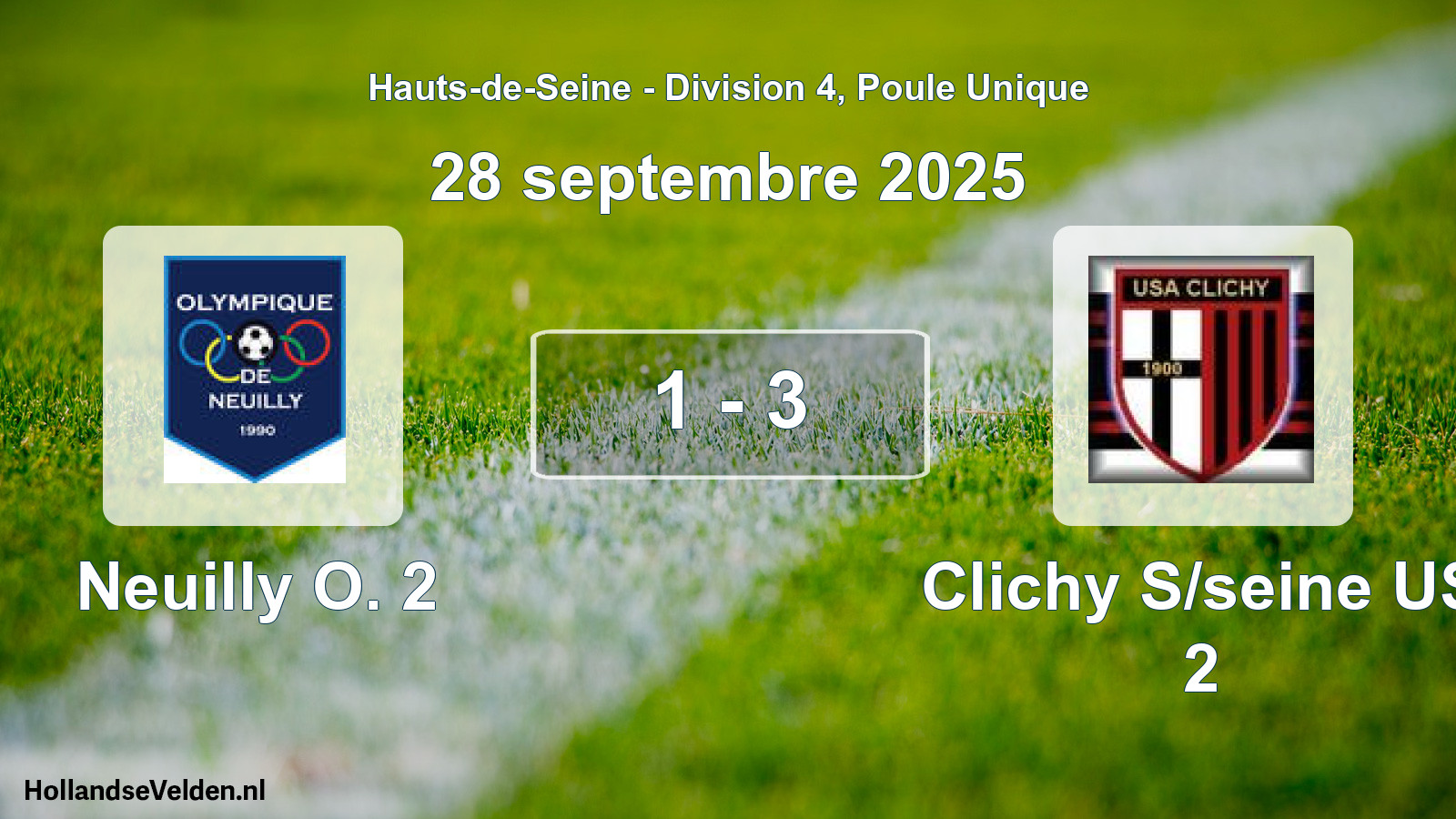 Match joué: Neuilly O. 2 - Clichy S/seine US 2 1 - 3 (28 septembre 2025)
