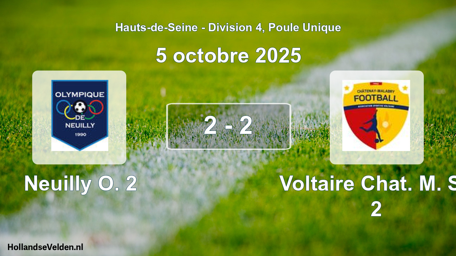 Match joué: Neuilly O. 2 - Voltaire Chat. M. Ss 2 2 - 2 (5 octobre 2025)