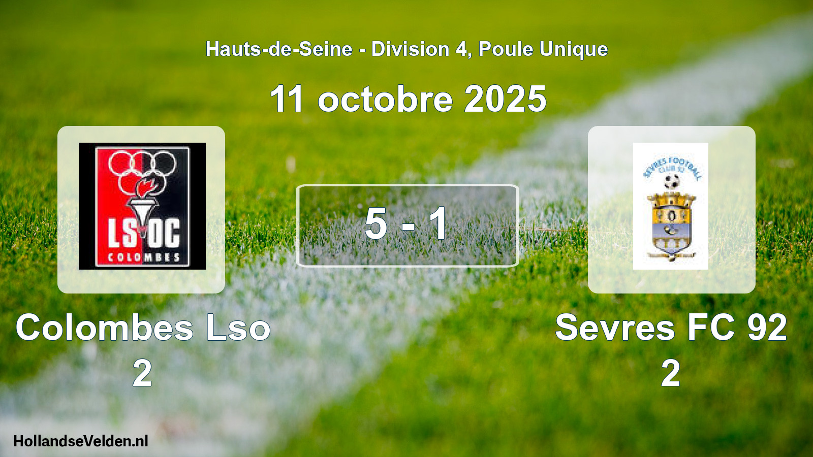 Gespeelde wedstrijd: Colombes Lso 2 - Sevres FC 92 2 5 - 1 (11 oktober 2025)