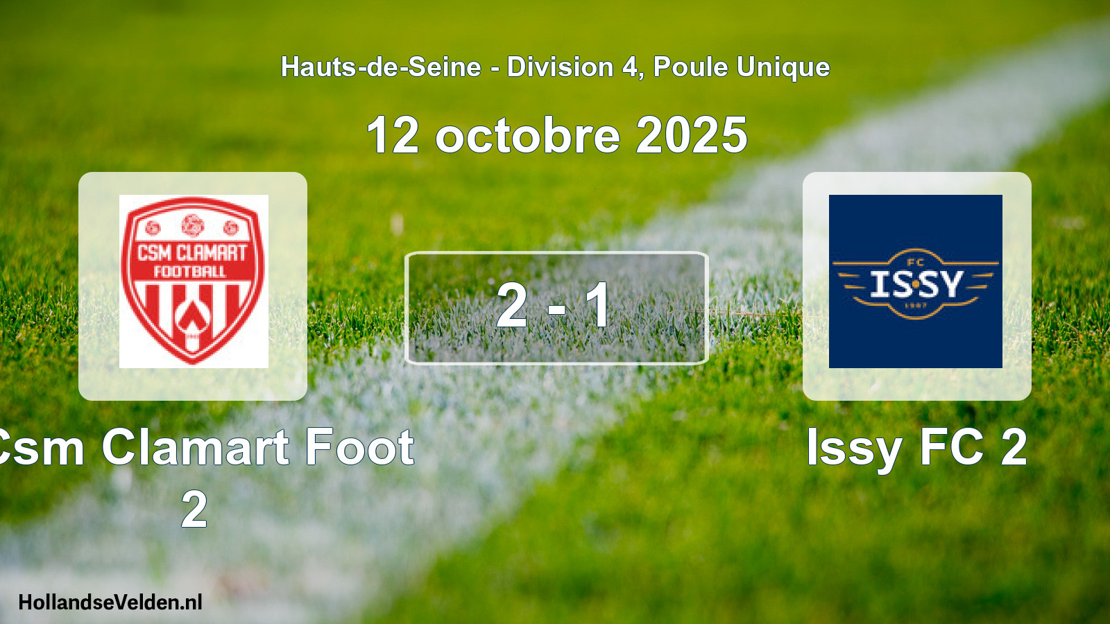 Match joué: Csm Clamart Foot 2 - Issy FC 2 2 - 1 (12 octobre 2025)