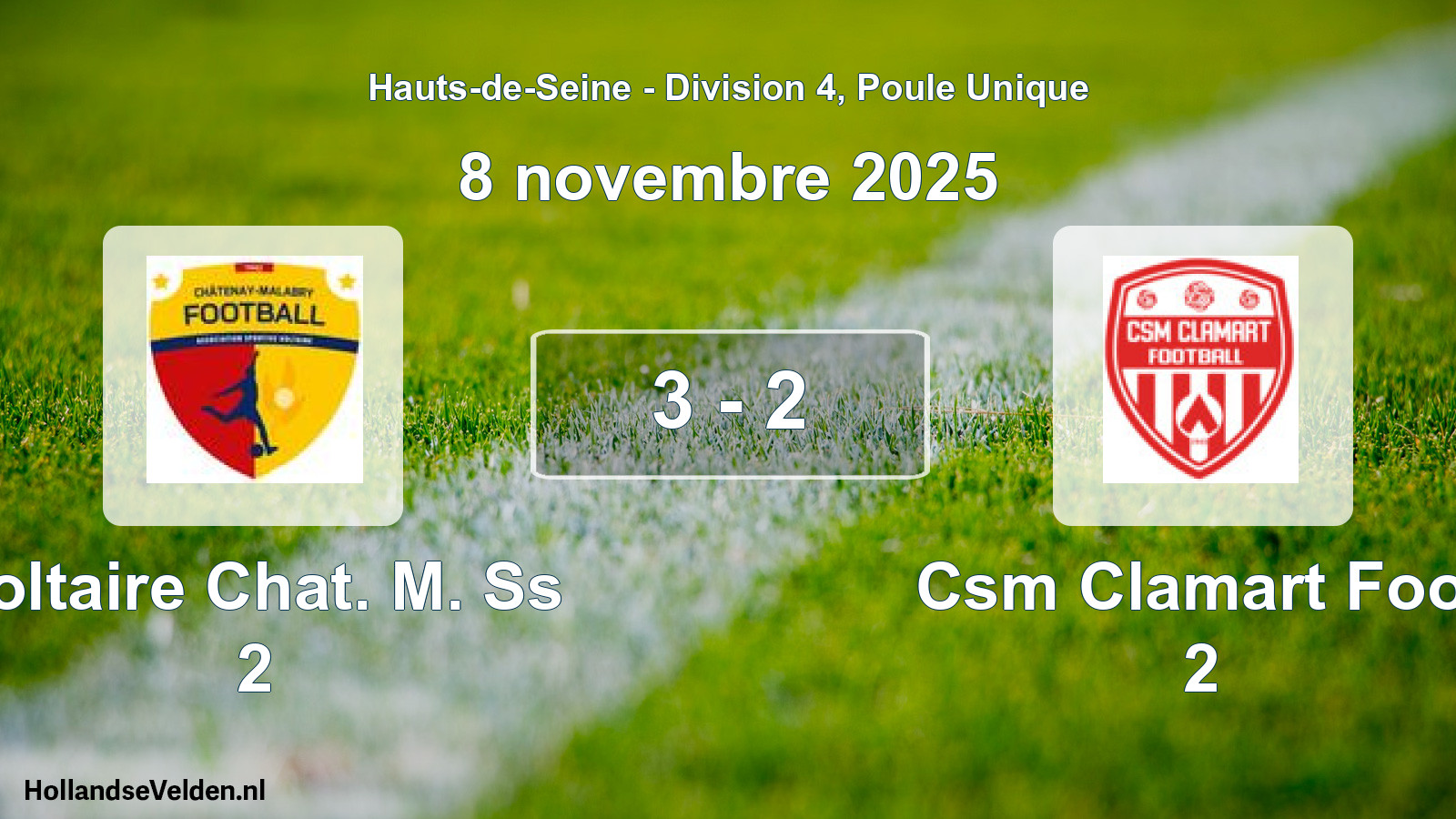 Match joué: Voltaire Chat. M. Ss 2 - Csm Clamart Foot 2 3 - 2 (8 novembre 2025)