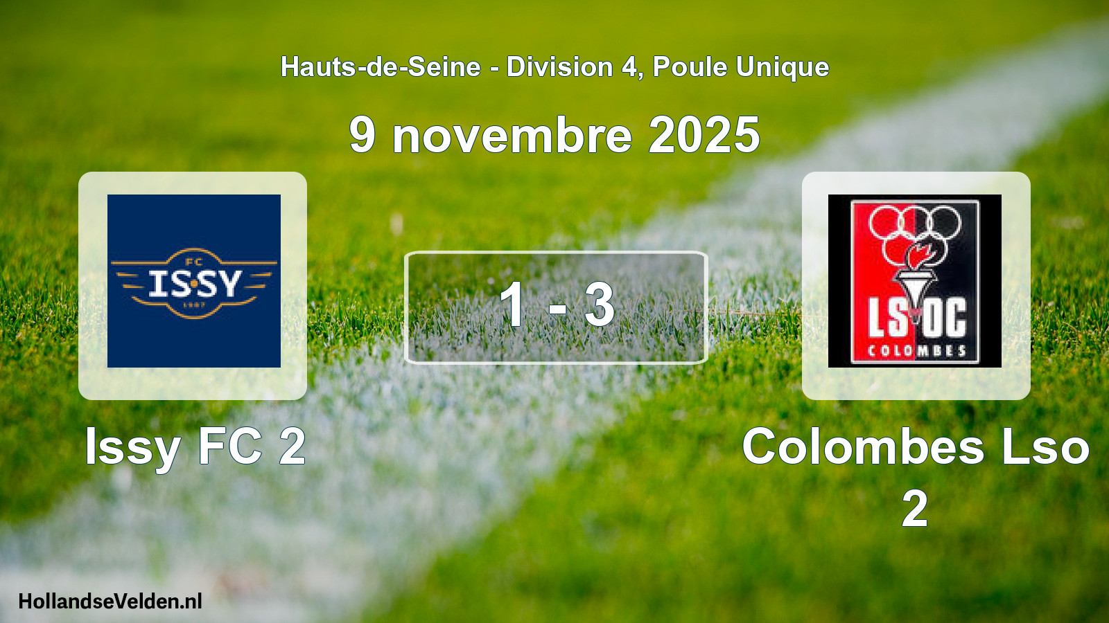 Match joué: Issy FC 2 - Colombes Lso 2 1 - 3 (9 novembre 2025)