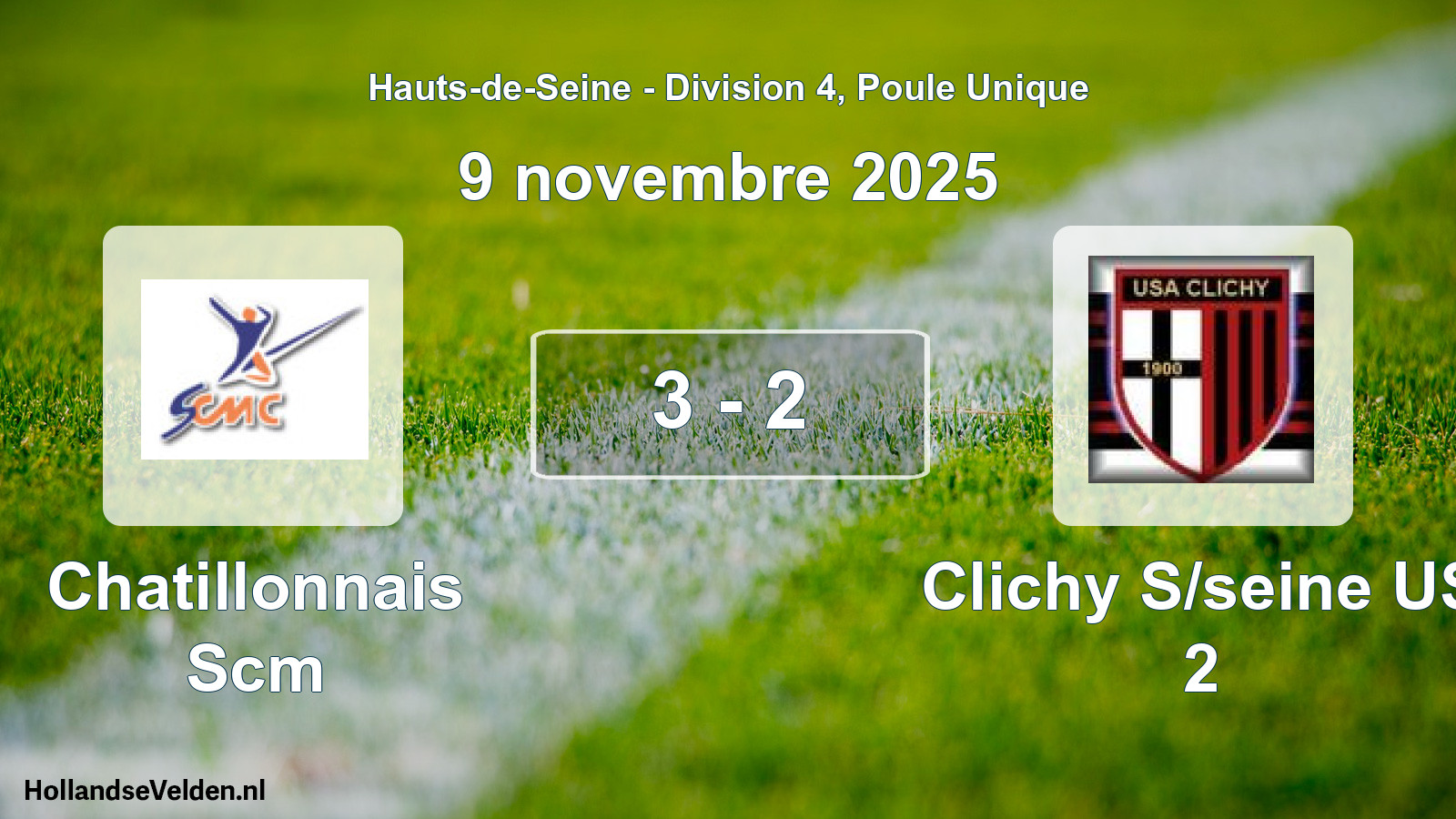 Gespeelde wedstrijd: Chatillonnais Scm - Clichy S/seine US 2 3 - 2 (9 november 2025)