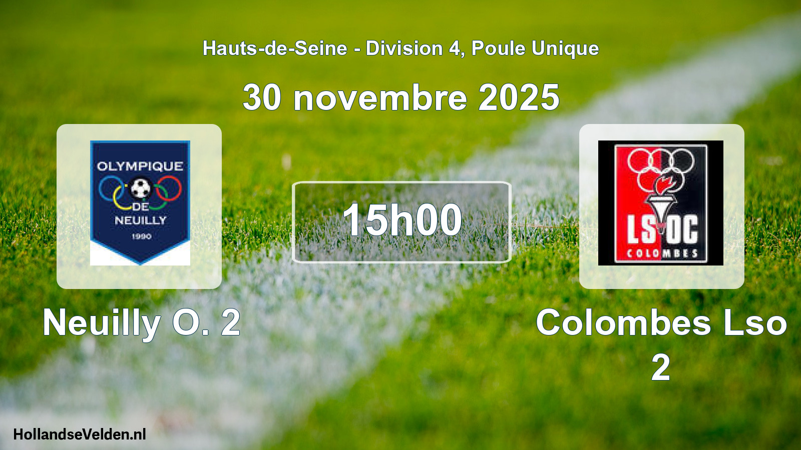 Match programmé: Neuilly O. 2 - Colombes Lso 2 (30 novembre 2025)