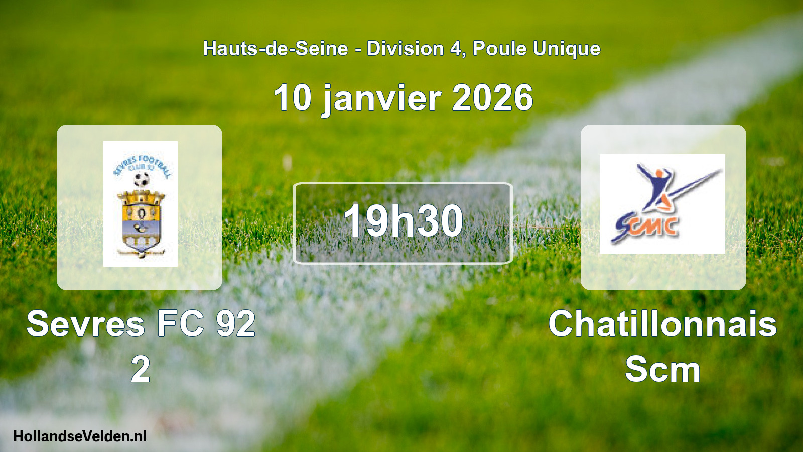 Geplande wedstrijd: Sevres FC 92 2 - Chatillonnais Scm (10 januari 2026)
