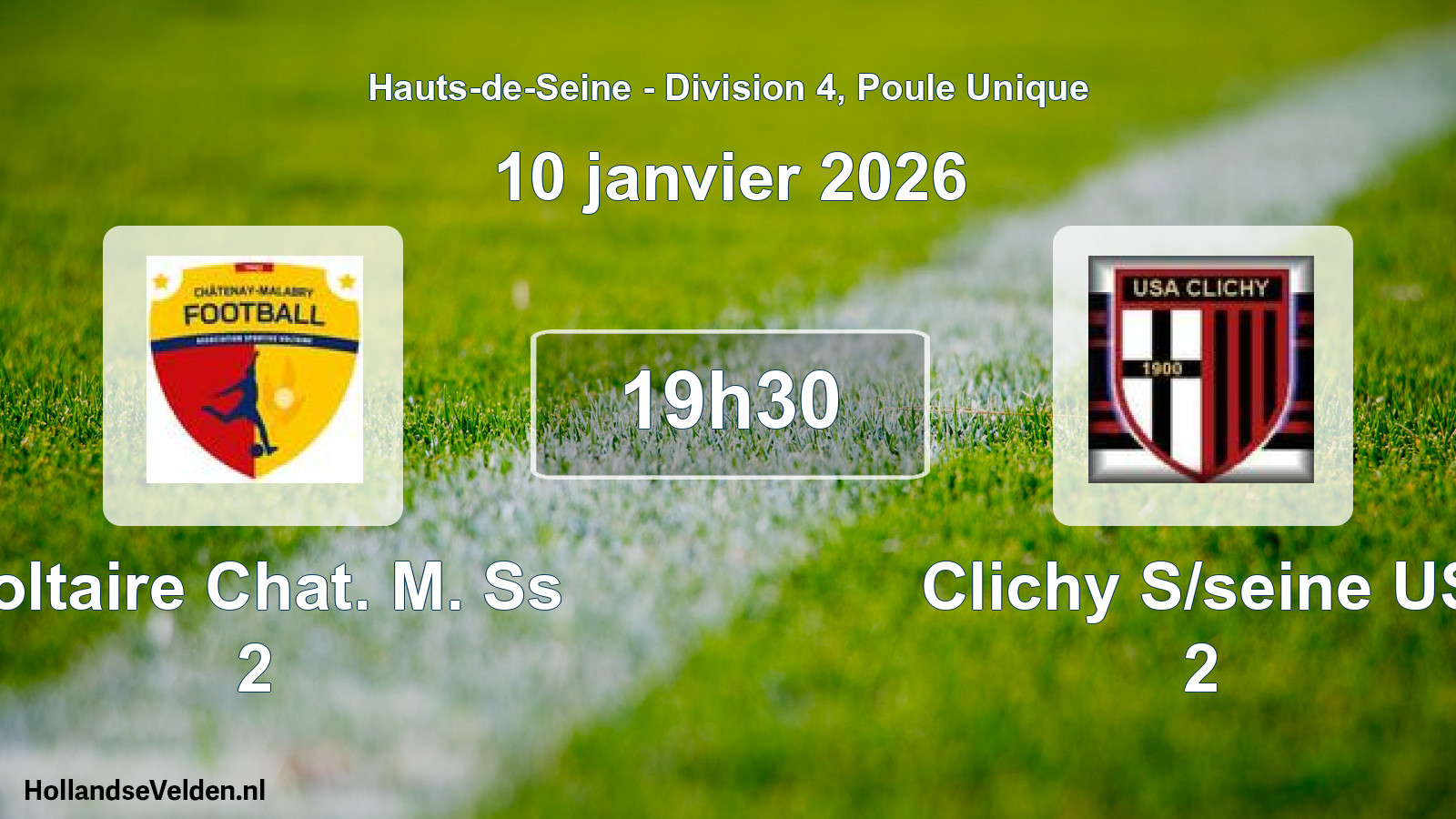 Geplande wedstrijd: Voltaire Chat. M. Ss 2 - Clichy S/seine US 2 (10 januari 2026)